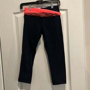 Lululemon leggings (navy with bright orange)